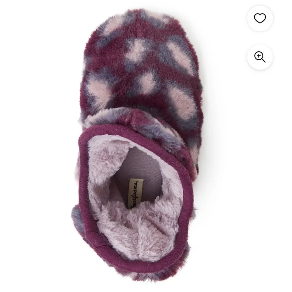 Dearfoams Girl's Pile Bootie Slippers with Memory Foam, size 11-12
